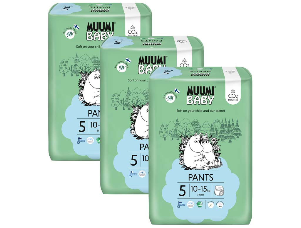 MUUMI Baby Pants 5 Maxi+ 10-15 kg (114 db) - Havi Csomagolású Nadrágpelenka