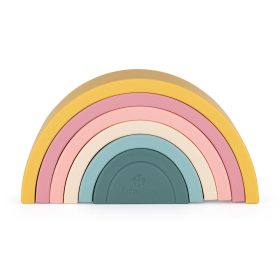   PETITE&MARS Szilikon egymásra rakható játék Rainbow Intense Ochre 12m+