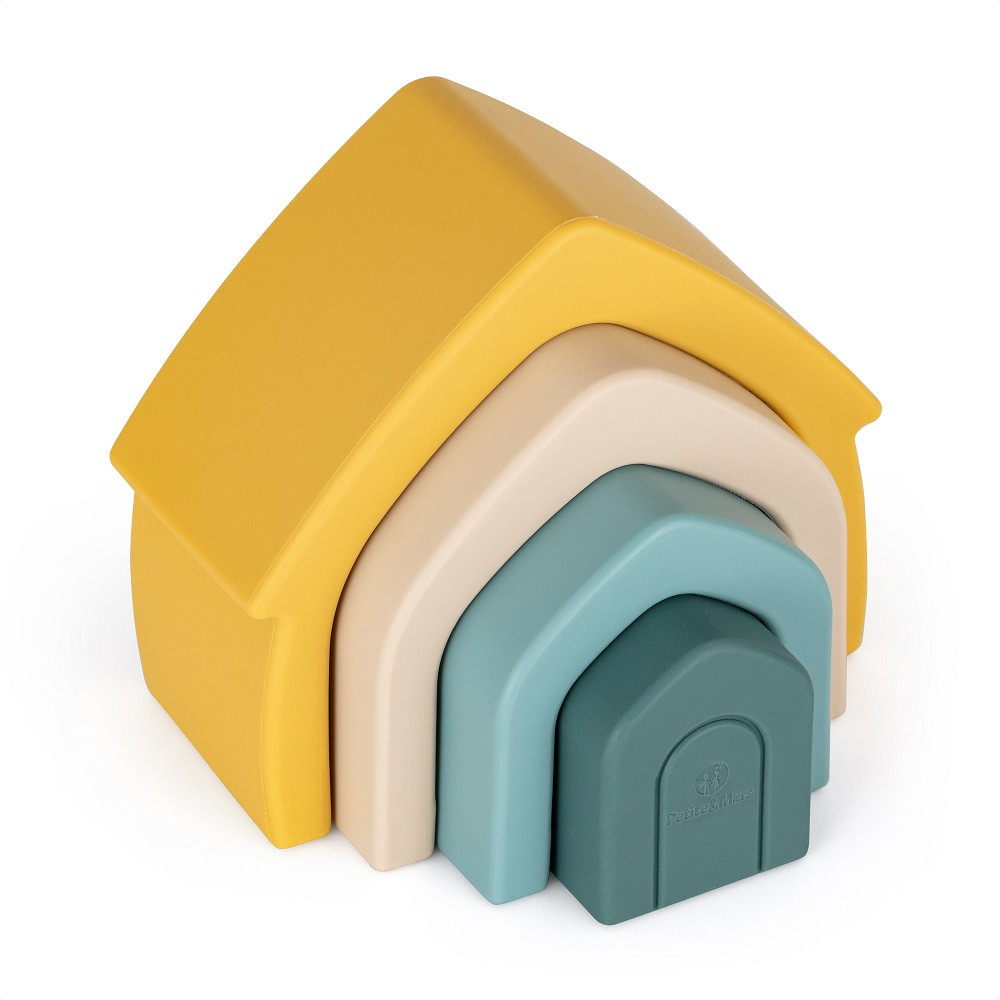 PETITE&MARS szilikon egymásra rakható játék House Intense Ochre 12m+ - Alternatív kép 1