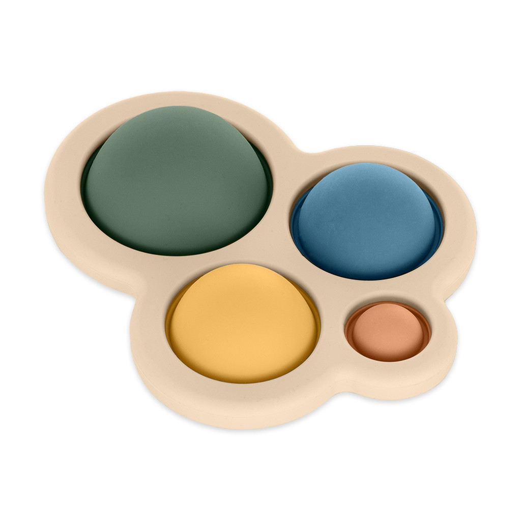 PETITE&MARS Szilikon játék Chill out Misty Green 6hó+ - Két szintes fekvőfelület