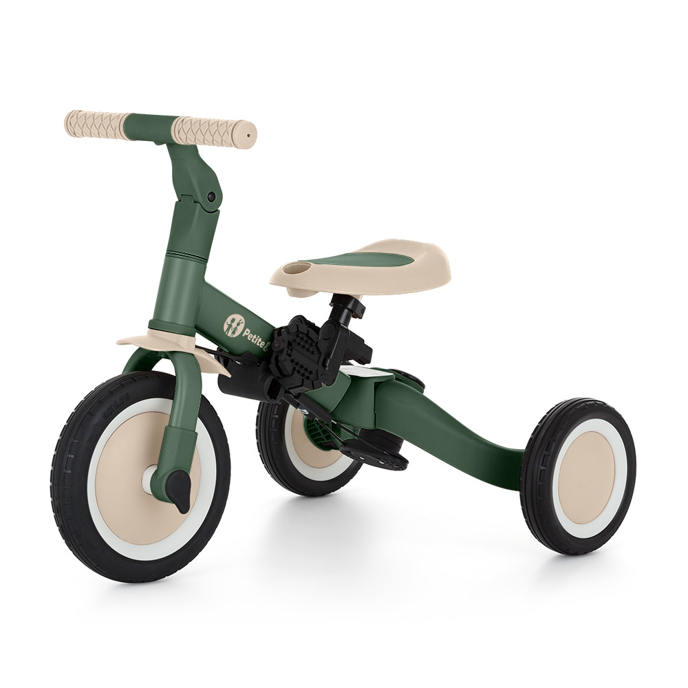 PETITE&MARS Multifunkciós tricikli 5in1 Turbo Misty Green használat közben