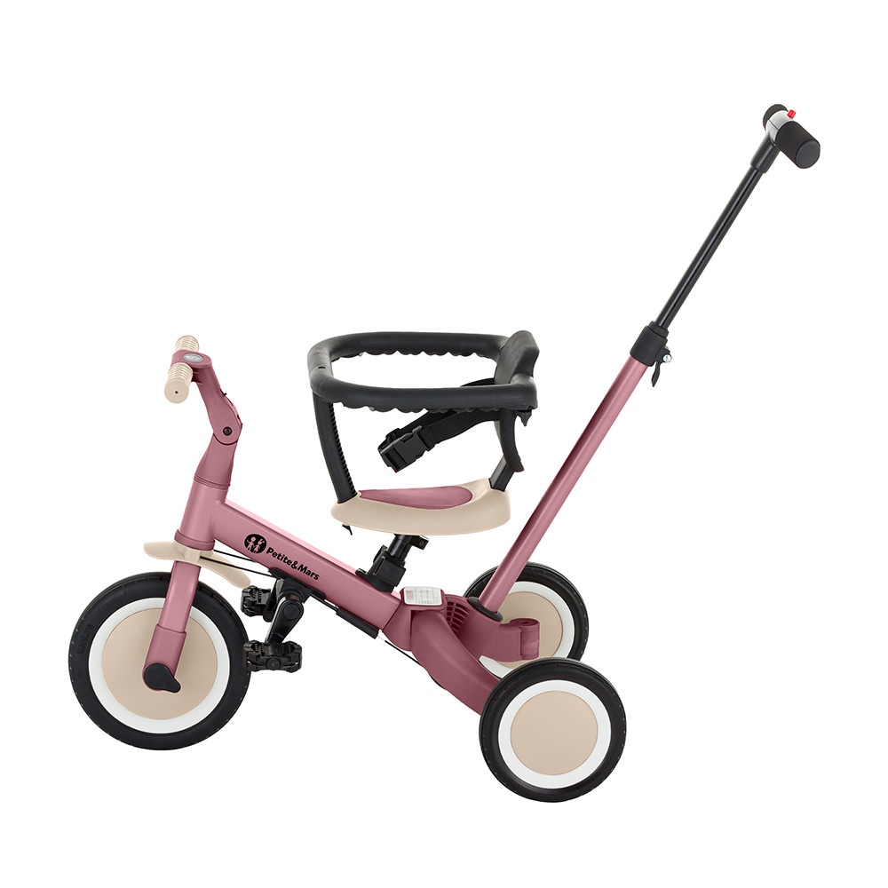 PETITE&MARS Multifunkciós tricikli 5in1 Turbo Dusty Rose - Összecsukva