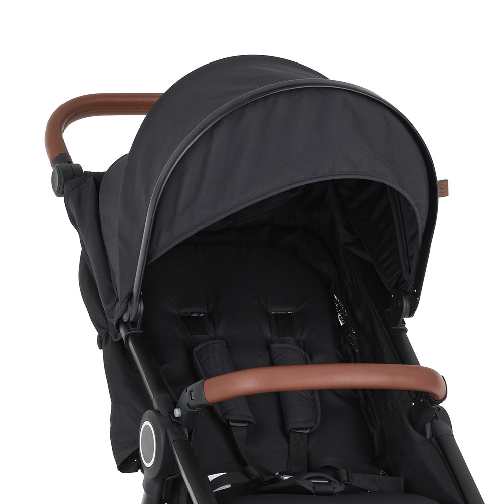 PETITE&MARS Napfénytető+övvédő Street2 Perfect Black - Összecsukva
