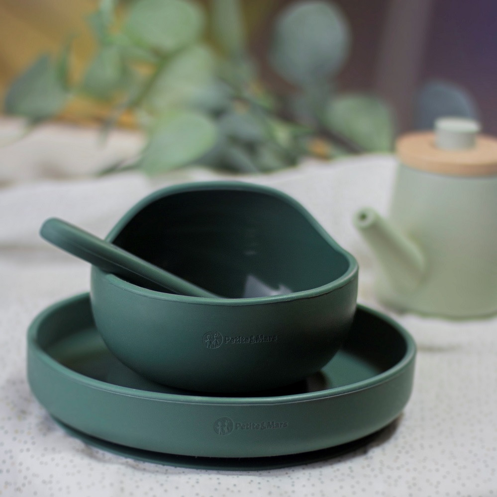 PETITE&MARS Szilikon tál tapadókoronggal TAKE&MATCH Misty Green 6m+ - Alternatív kép 1