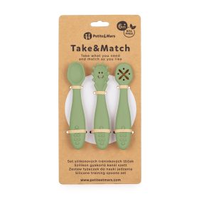  PETITE&MARS Szett 3 db szilikon edzőkanál Take&Match Sweet Pea 6m+