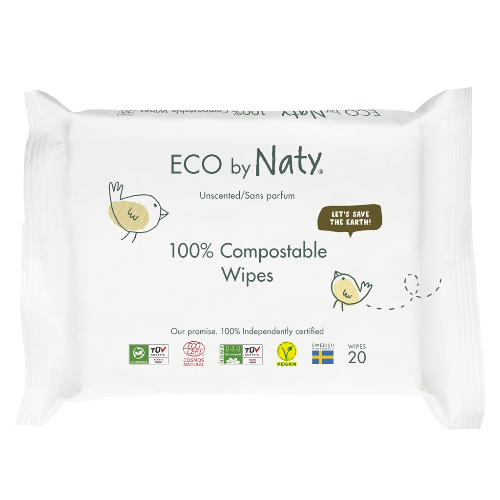 ECO BY NATY Nedvesített utazó törlőkendők parfümmentes Sensitive Eco 20 db