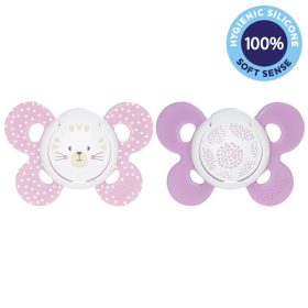 CHICCO Physio Comfort szilikon cumi 6-16 hónapos lány - macska/pöttyök