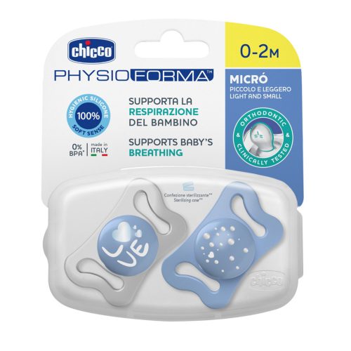 CHICCO Physio Micro szilikon cumi 0-2m fiú 2 db