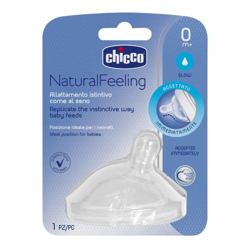 CHICCO Natural Feeling szilikon cumisüveg cumi lassú áramlás 0m+ 1 db