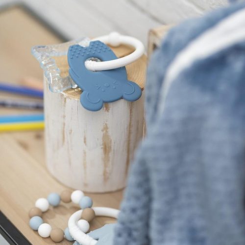 NATTOU Szilikon rágóka hűthető résszel BPA mentes kék egér