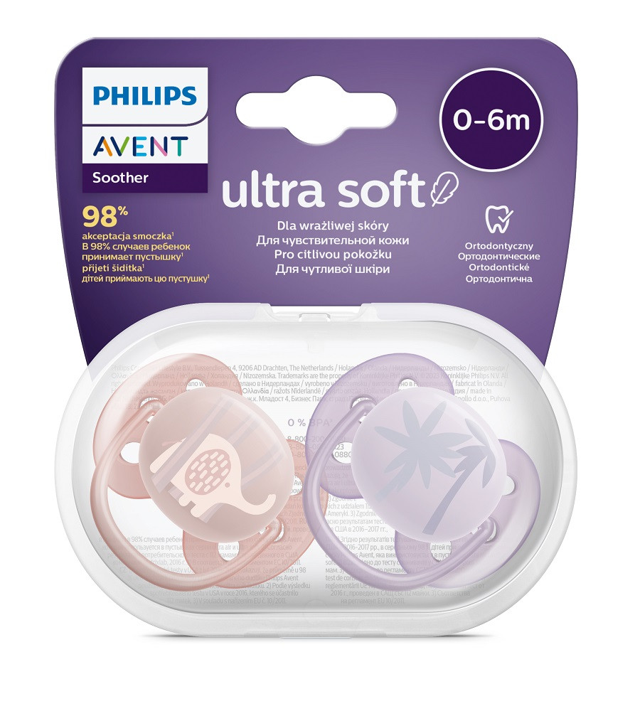 Philips AVENT SCF091/09 Játszócumi Ultrasoft Premium Állat 0-6hó lányos, 2 db közelkép