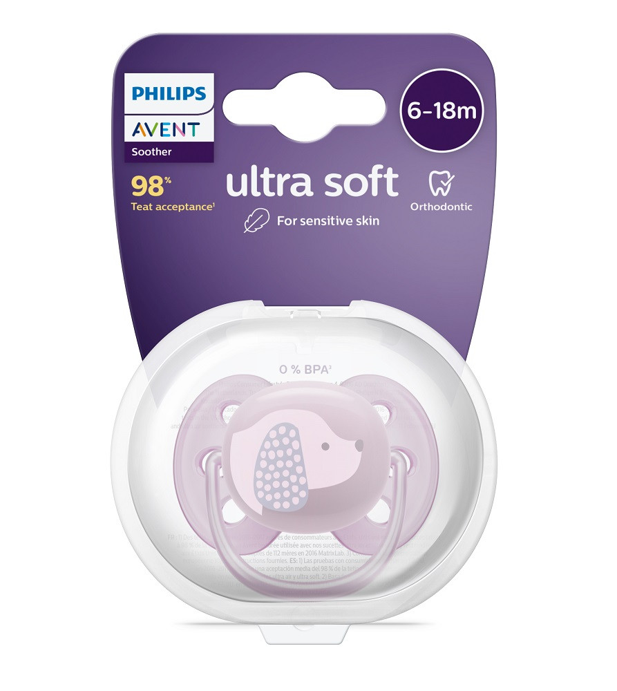 Philips AVENT SCF092/05 Játszócumi Ultrasoft Premium 6-18hó lila részletfotó