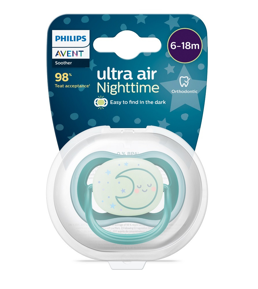 Philips AVENT SCF377/02 Játszócumi Ultra air éjszakai 6-18hó, 1db - Szellőző kialakítás