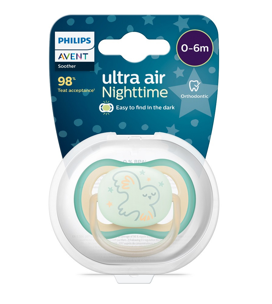 Philips AVENT SCF377/01 Játszócumi Ultra air éjszakai 0-6hó - Előnyök