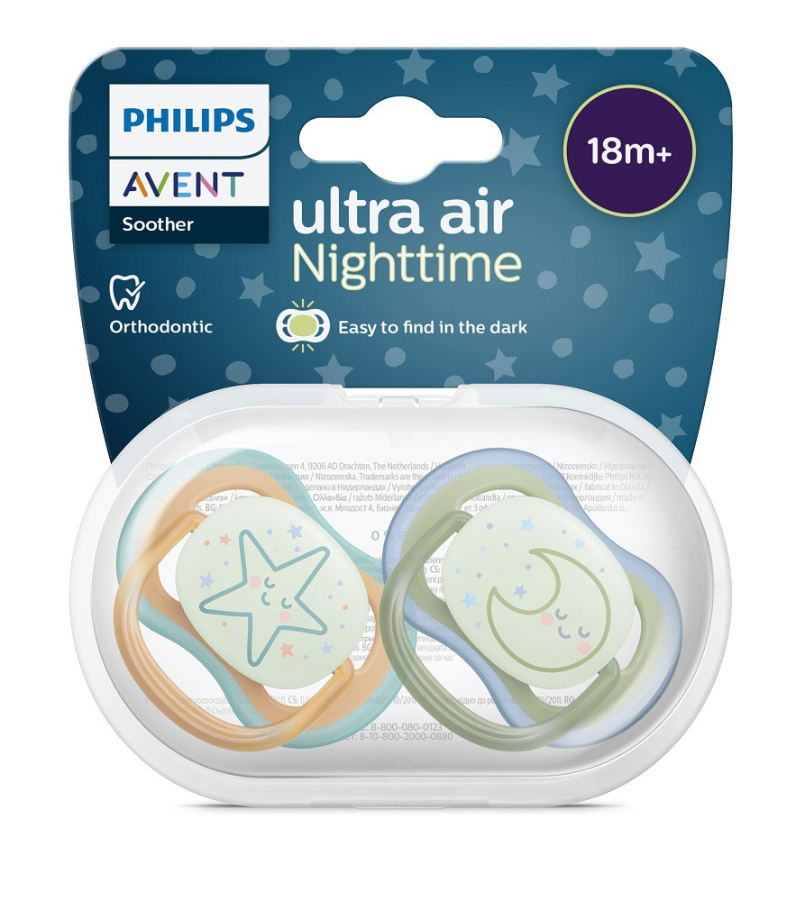 Philips AVENT SCF376/23 Játszócumi Ultra air éjszakai 18hó+ neutral 2db közelről