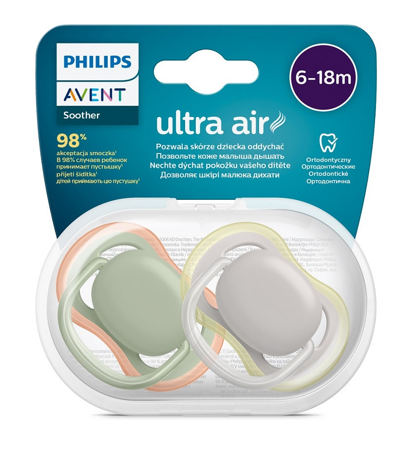 Philips AVENT SCF085/20 ultra air játszócumi neutral 6-18hó 2db - csomagolás
