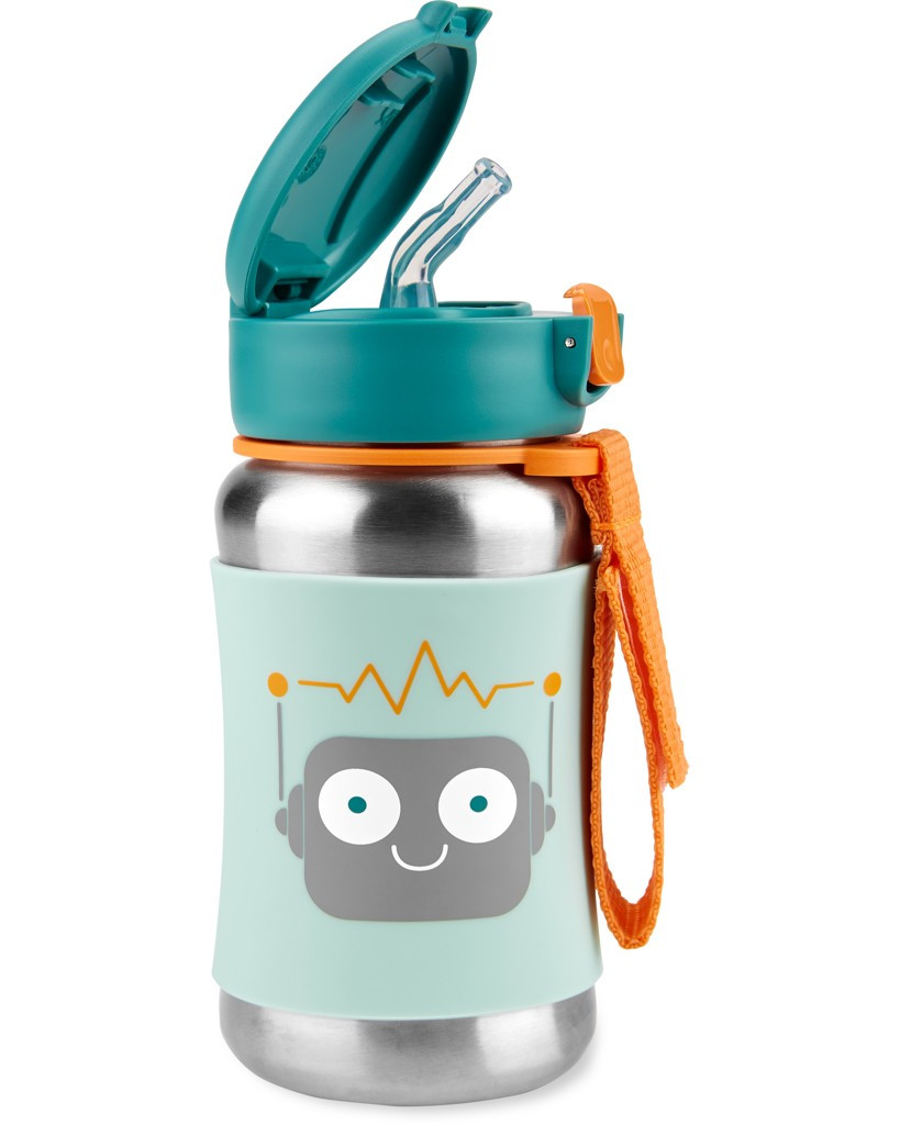 SKIP HOP Spark Style Vízszívószálas rozsdamentes acél palack Robot részletei