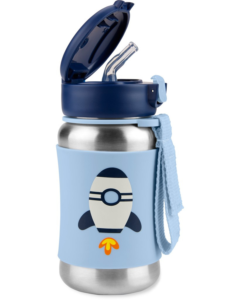 SKIP HOP Spark Style Rozsdamentes acél szívószálas vízüveg Rakéta használat közben