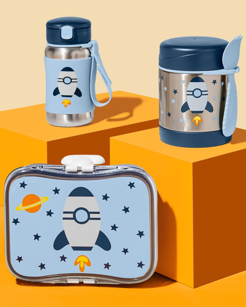 SKIP HOP Spark Style Rozsdamentes acél szívószálas vízüveg Rakéta részletei
