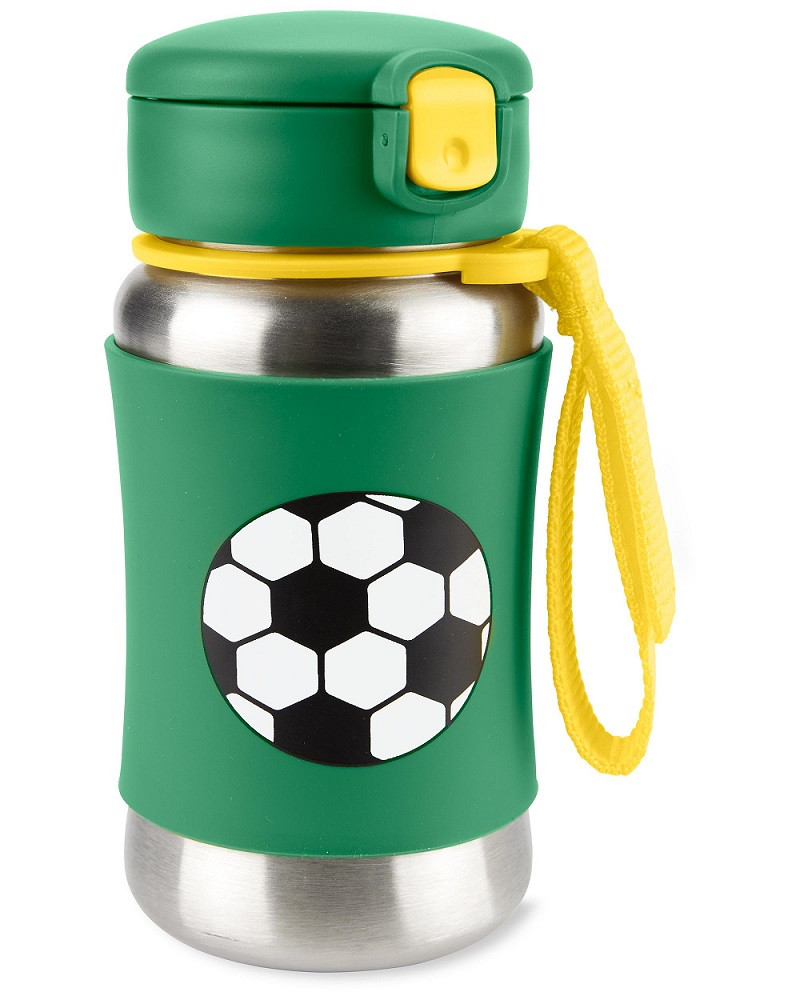 SKIP HOP Spark Style Rozsdamentes szívószálas vízüveg Foci 12m+