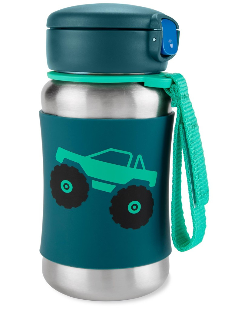 SKIP HOP Spark Style Rozsdamentes acél szívószálas vizespalack Monster Truck 12m+