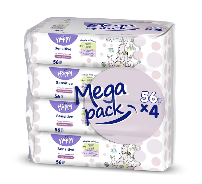 BELLA HAPPY BABY nedves törlőkendők sensitive aloe verával, MEGA PACK