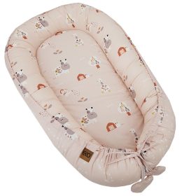 EKO Bölcső kétoldalas pamut My farm Stars Powder pink 90x60 cm a babán