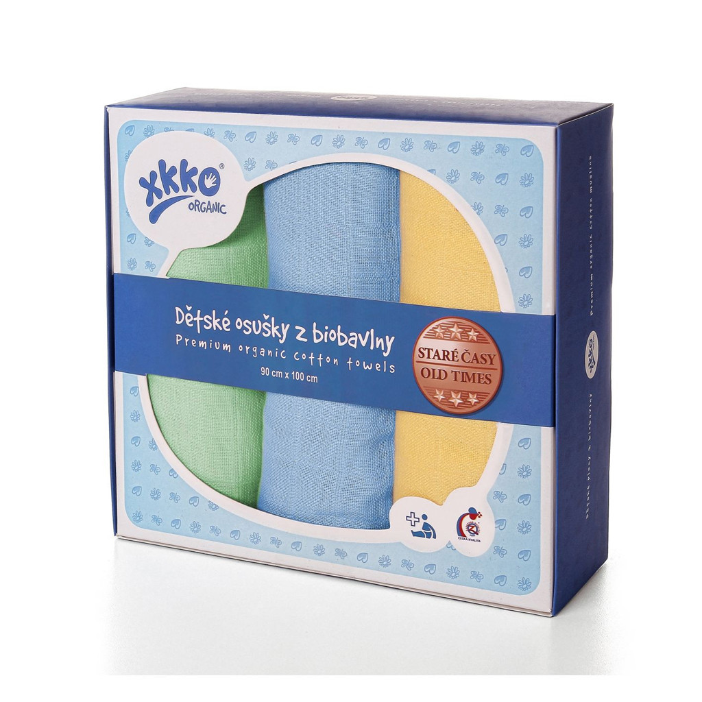 KIKKO Törölközők/pelenkák gyermek biopamutból Régi idők 90x100 (3 db) – pasztell, fiúknak