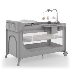 KINDERKRAFT Utazóágy LEODY UP Grey kiegészítőkkel