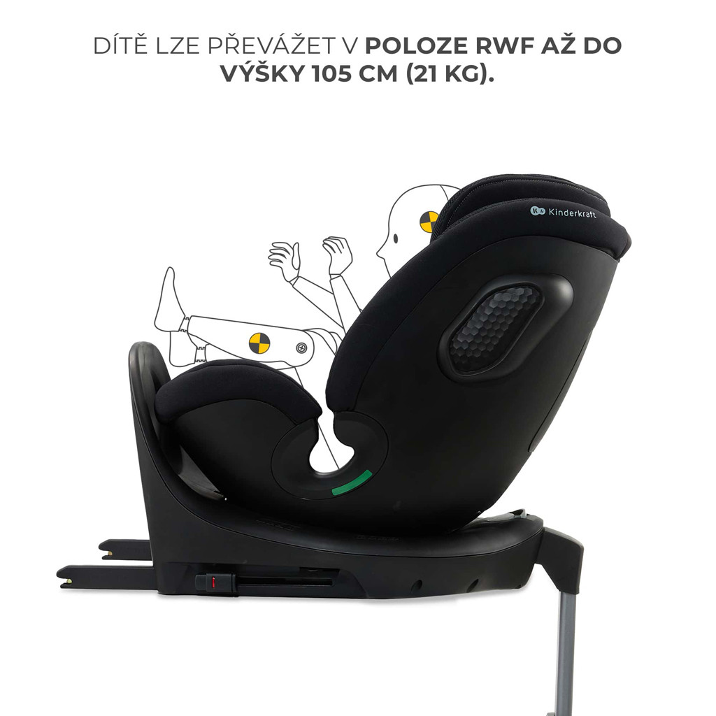 KINDERKRAFT Xrider 2 i-Size Autósülés 40-150 cm Fekete funkciók