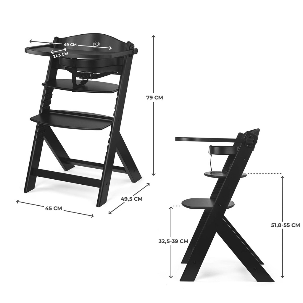 KINDERKRAFT Etetőszék Enock Black, Premium alternatív kép 2