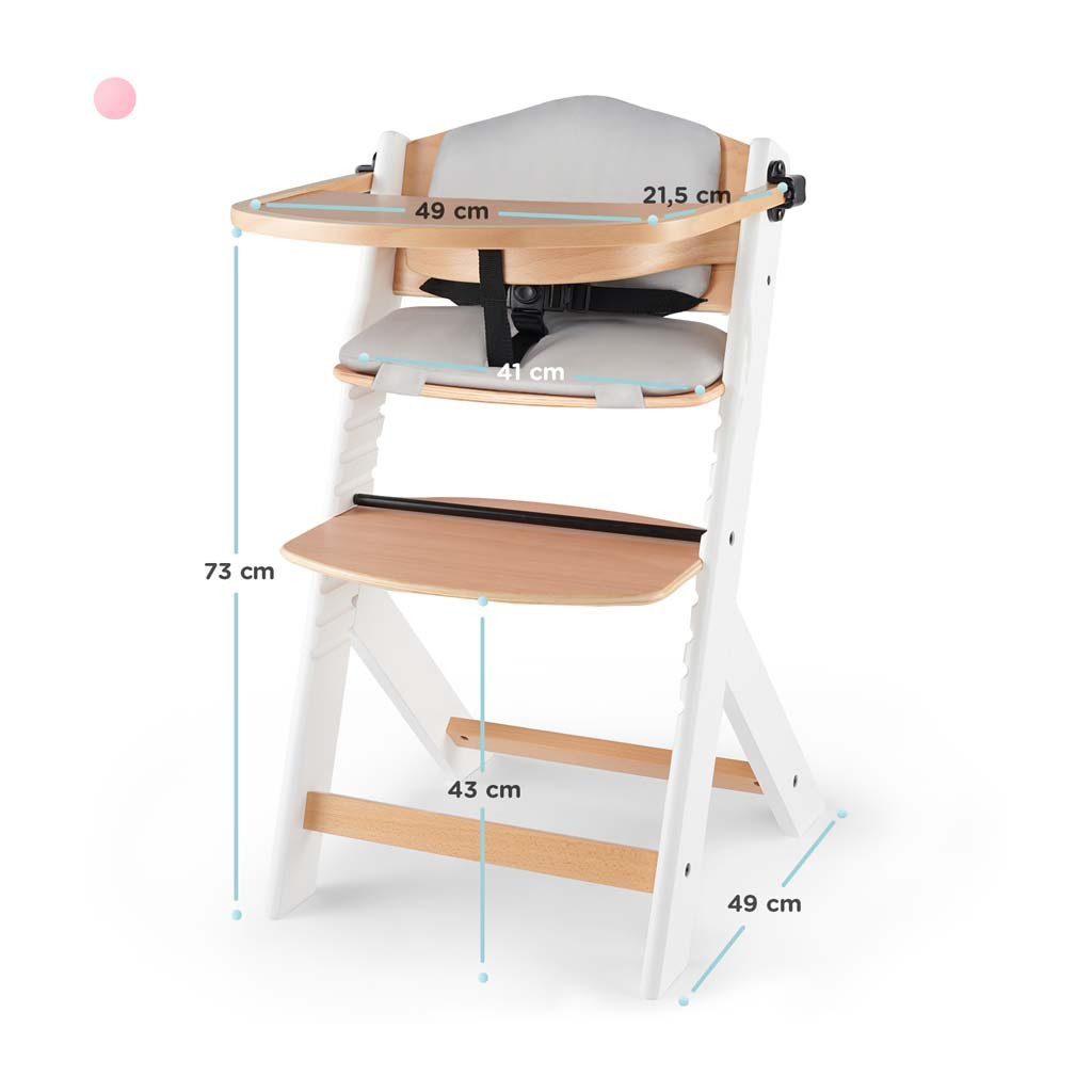 KINDERKRAFT Etetőszék Enock párnázással White Wooden, Premium alternatív kép 1