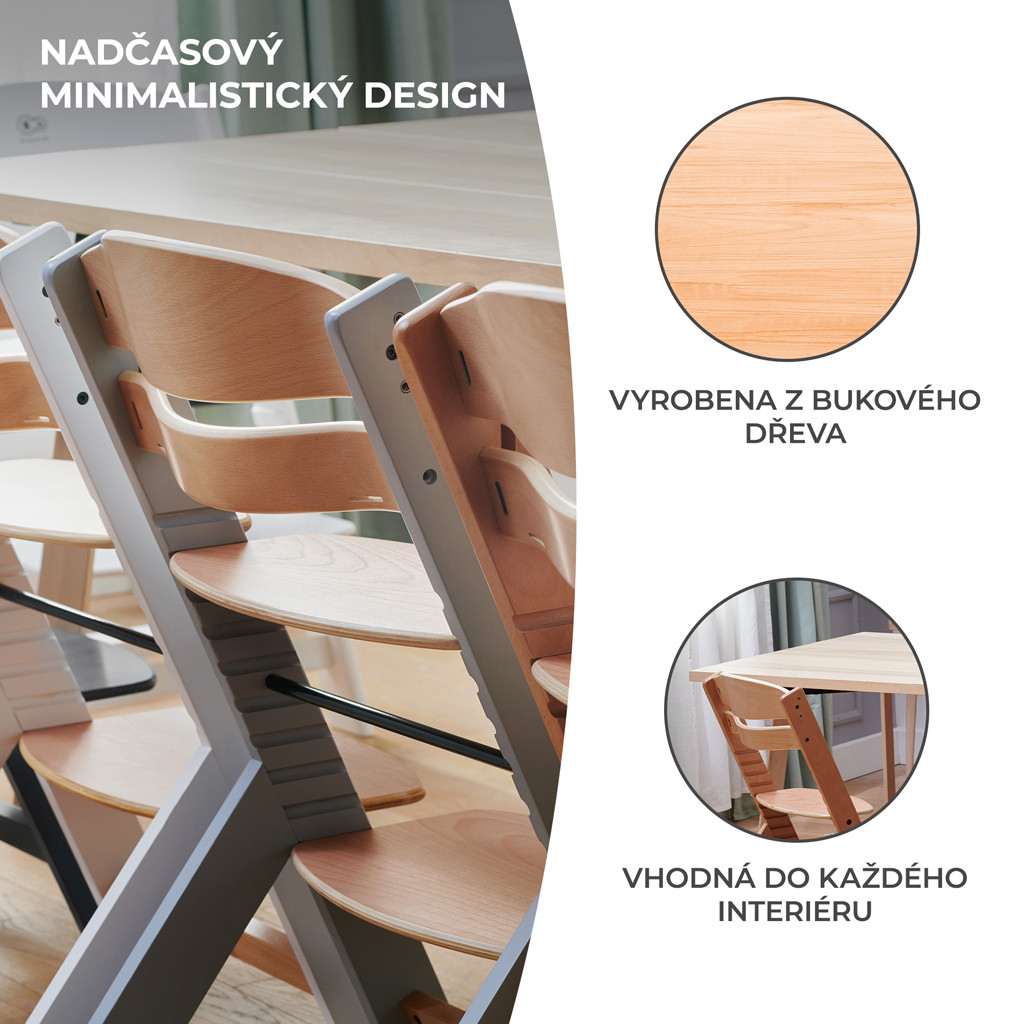 KINDERKRAFT Etetőszék Enock White Wooden alternatív kép 1