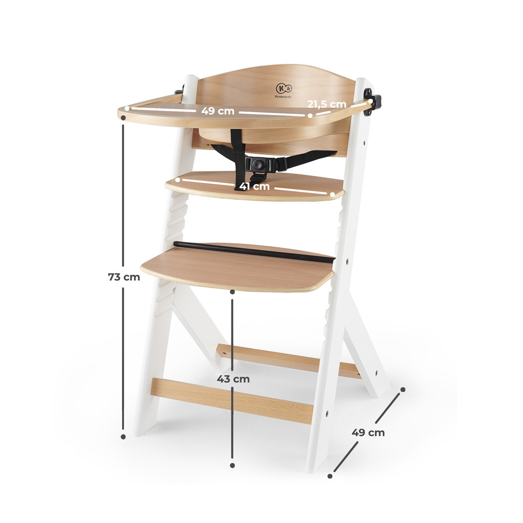 KINDERKRAFT Etetőszék Enock White Wooden alternatív kép 2