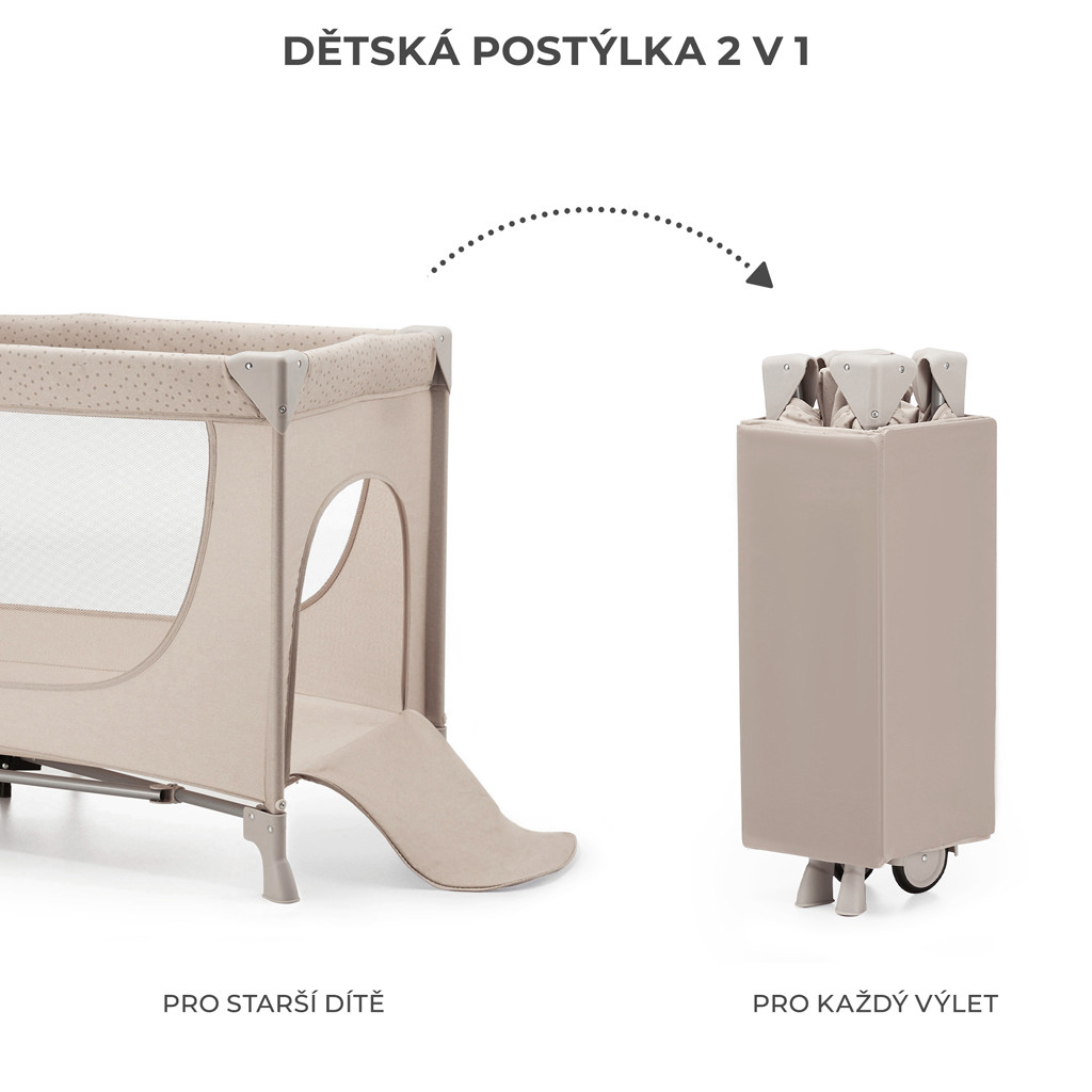 KINDERKRAFT Utazóágy Joy 2 Beige - Alternatív kép 1