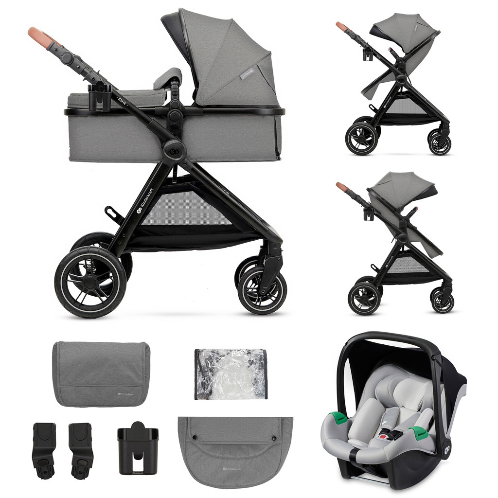 KINDERKRAFT Kombinált babakocsi 3 az 1-ben Esme Moonlight Grey