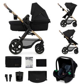   KINDERKRAFT Moov 2 3v1 kombinált babakocsi Pure Black - habkerekek