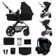KINDERKRAFT Moov 2 3v1 kombinált babakocsi Pure Black - habkerekek