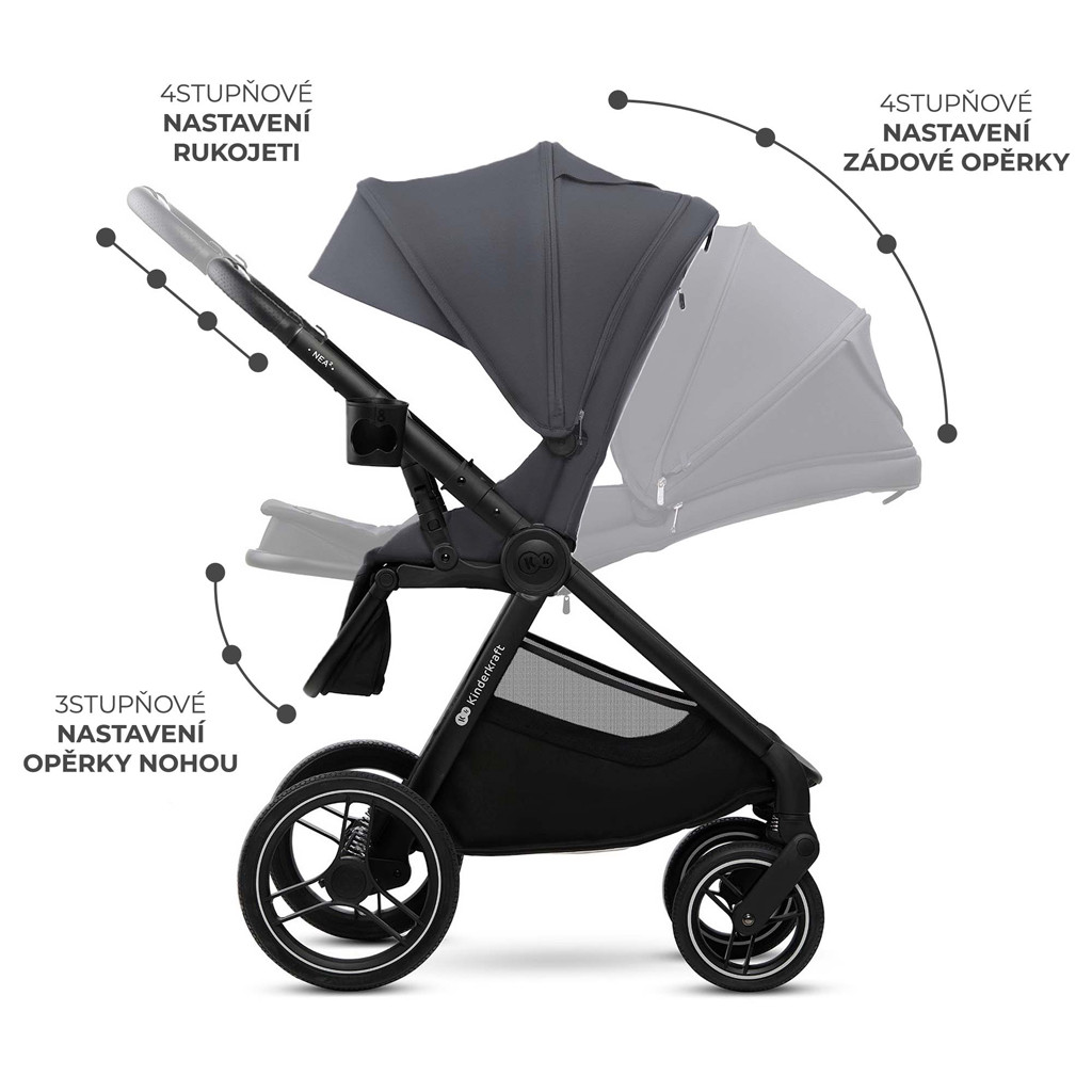 KINDERKRAFT Kombinált babakocsi Nea 2 2in1 Dark Grey - Részletek