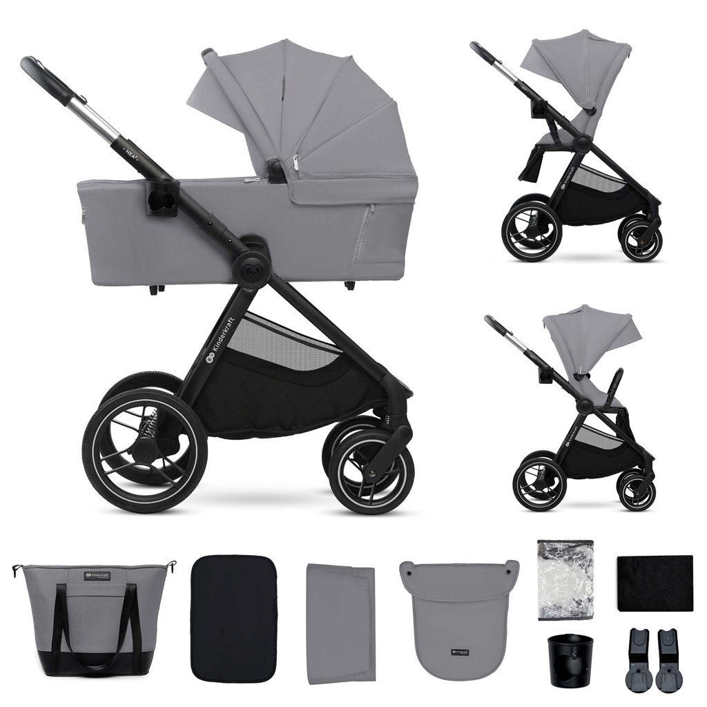 KINDERKRAFT Kombinált babakocsi Nea 2 2in1 Platinum Grey