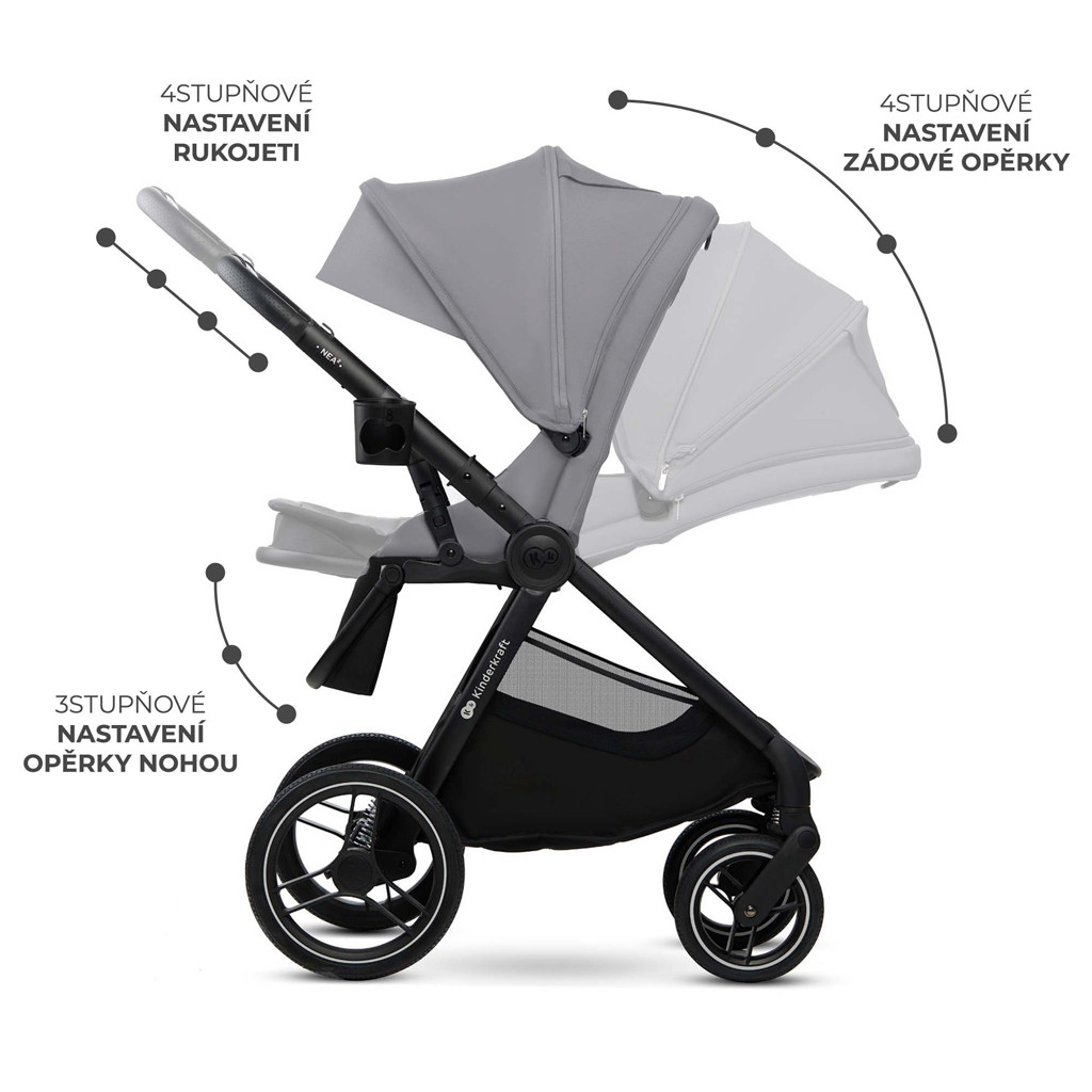 KINDERKRAFT Kombinált babakocsi Nea 2 2in1 Platinum Grey - Sport rész