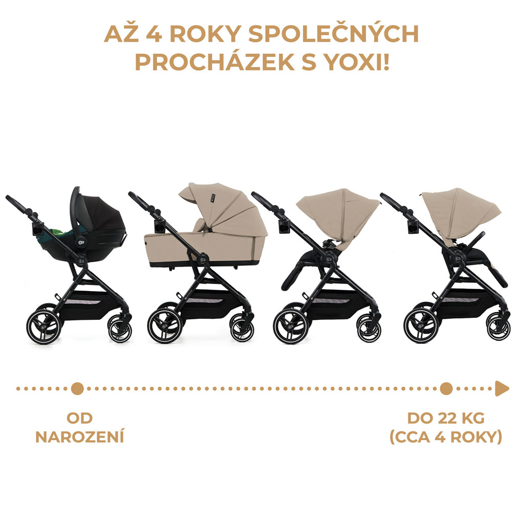 KINDERKRAFT SELECT Yoxi 2v1 Sand Beige Kombinált Babakocsi - Részletek