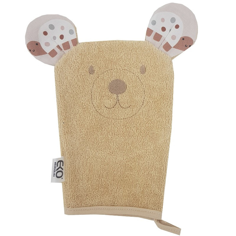 EKO Pamut frottír törölköző Bear Beige fülekkel