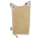 EKO Pamut mosdókesztyű fülekkel Cat Beige 20x15 cm