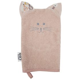 EKO Pamut mosdókesztyű fülekkel Cat Rose pink 20x15 cm