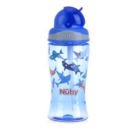 NUBY Ivópohár nem folyó összecsukható szívószállal 360 ml kék