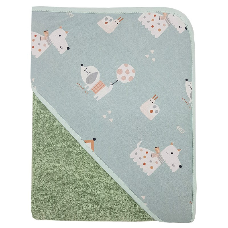EKO Osuška na kúpanie s kapucňou bavlnená Dogs Mint 100x100 cm - Alternatív kép 1
