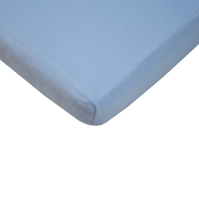 Közelkép az EKO Lepedő gumírozott jersey kék 120x60 cm anyagáról