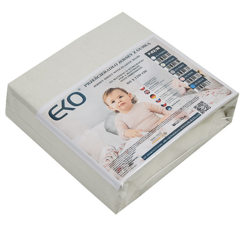 EKO Lepedő gumírozott jersey bézs 120x60 cm - Lepedő a kiságyon