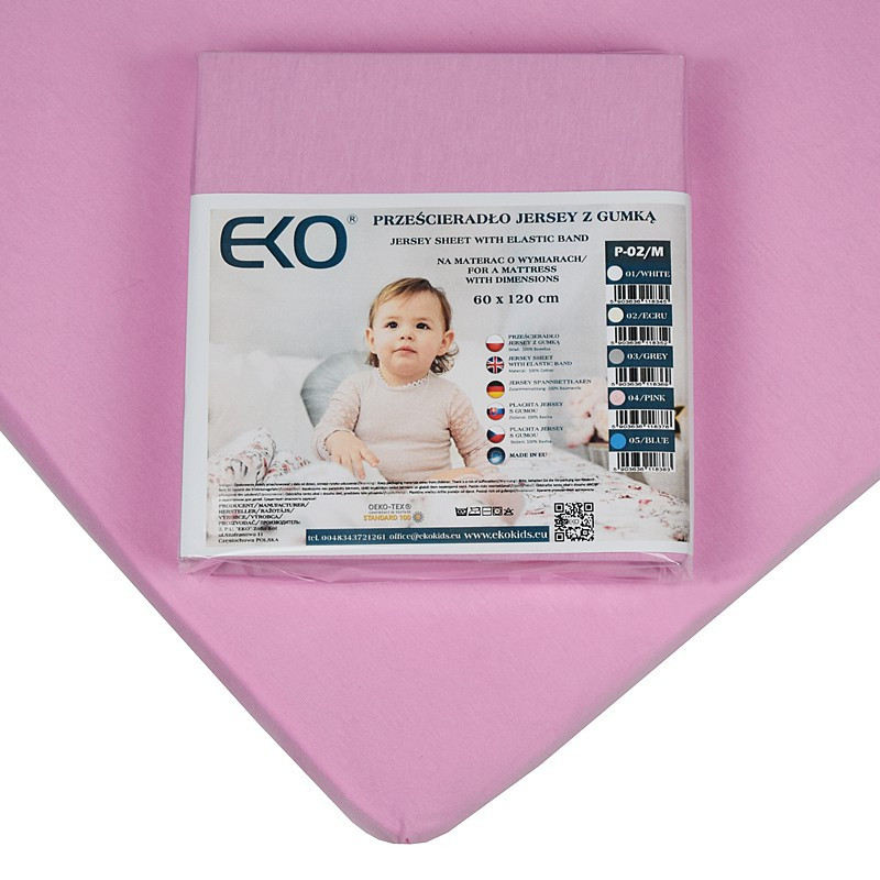 EKO Lepedő gumival jersey rózsaszín 120x60 cm - közelkép az anyagról